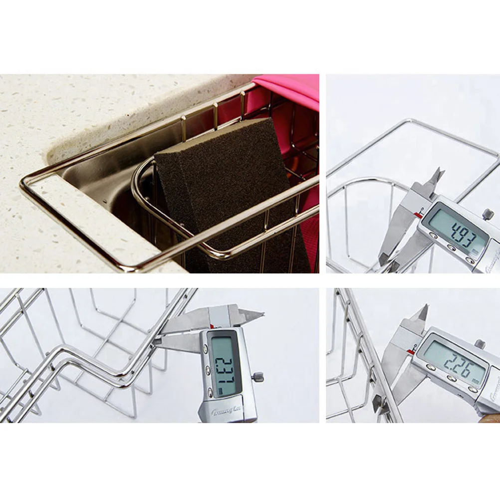 

Hanging Sink Drainer Stainless Steel Kitchen Storage Basket Corrosion Resistant Drain Rack for Sponge Soap Organizer Water