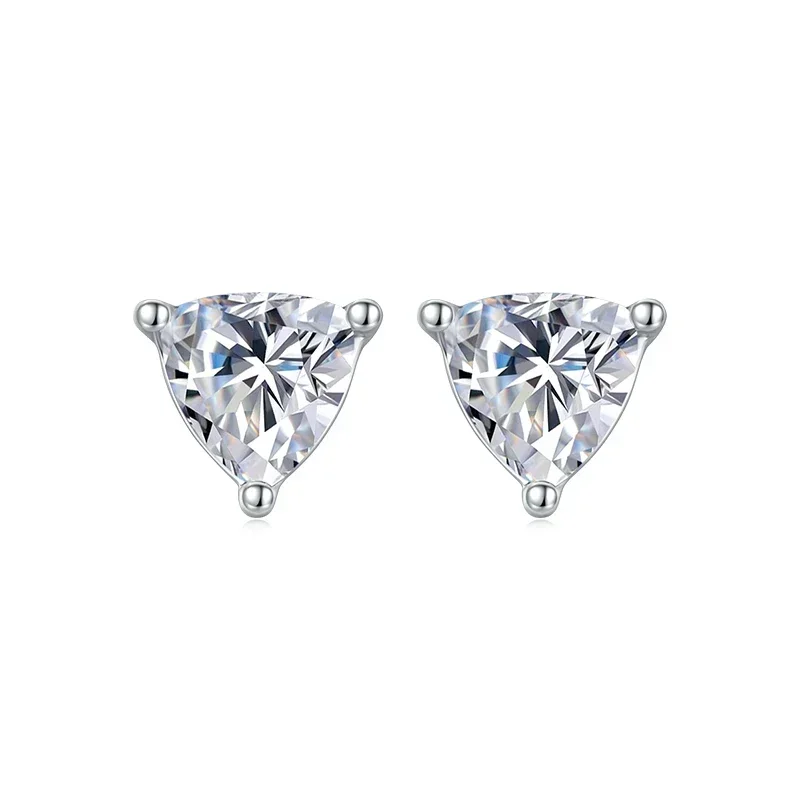 BOEYCJR 925 D Color Trillion Cut 1ct/2ct total  Moissanite VVS Fine Jewelry Diamond Stud Earring For Women