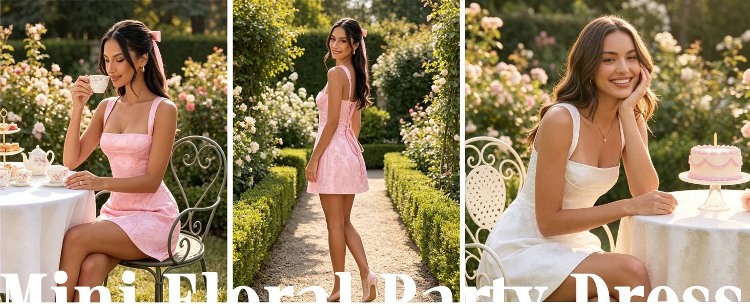 Mini Graduation Dress for Teens Short Satin Corset Floral Jacquard Homecoming Dress Mini A Line HOCO