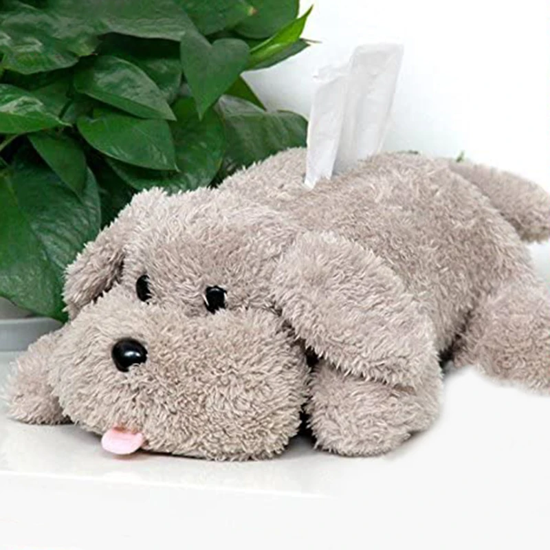 Plush Dog Toy Tissue Holder Cartoon Tissue Cover Paper Holder Napkin Box Paper Storage Box