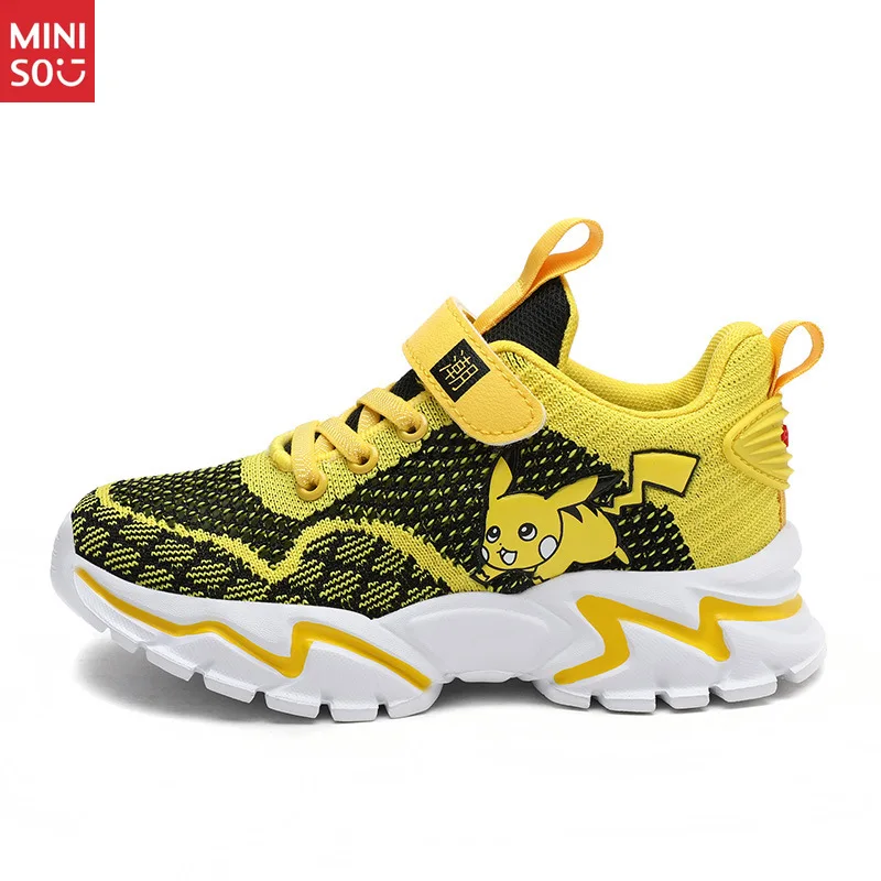 Sepatu Olahraga Anak Miniso Cross-Border untuk Musim Semi Gugur, Sepatu Sneakers Ringan Berbahan Jaring Bernapas untuk Anak Besar