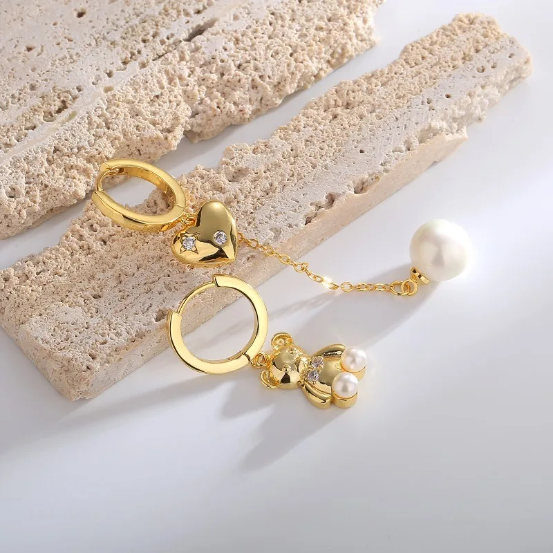 

Fashion design cute style Love heart Bear Earrings for women light luxury exquisite earring Wedding Party Gift Romantic Jewelry