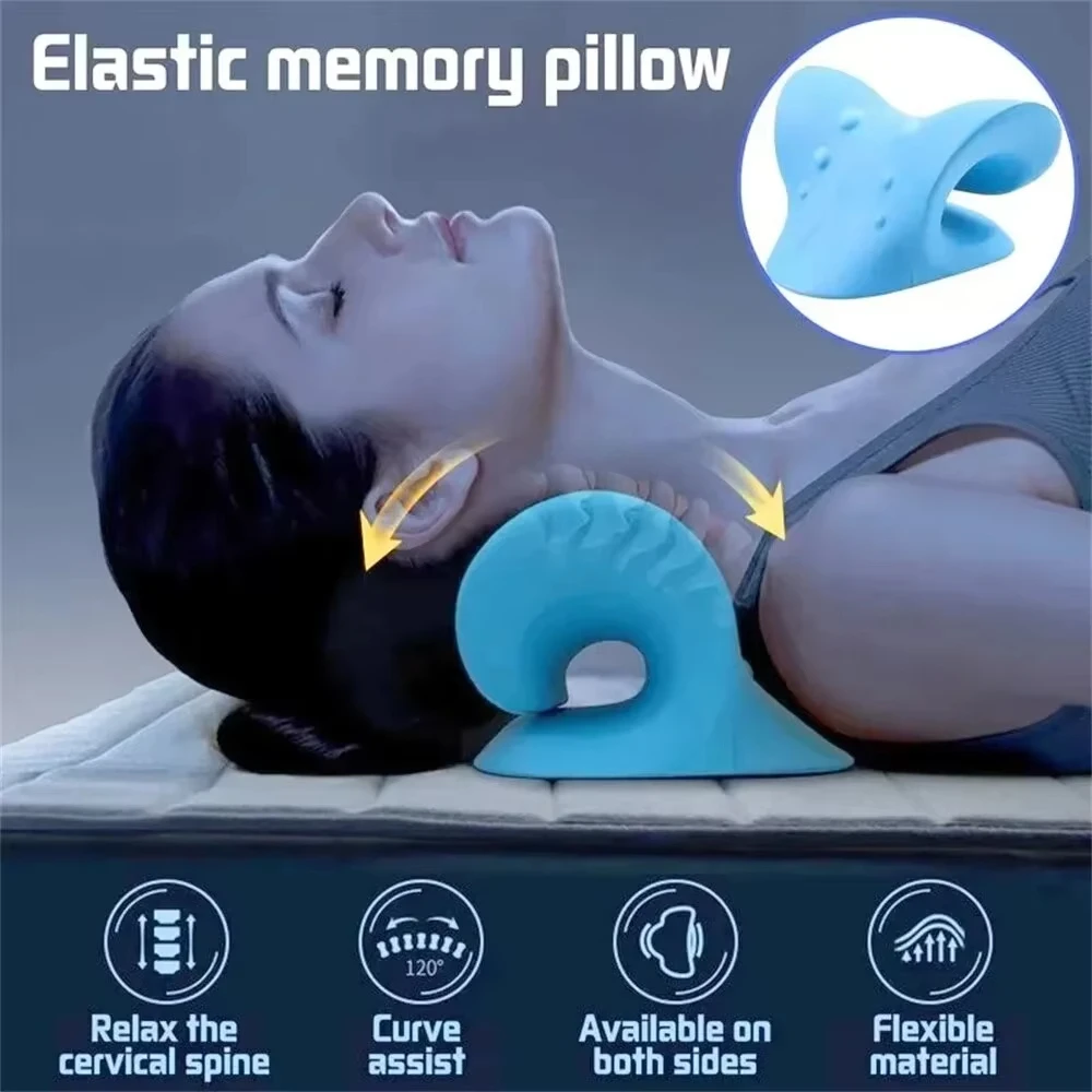 Neck Shoulder Stretcher Relaxer Cervical Chiropractic Traction Device Pillow For Side Back Stomach Sleeper Remedial Pillows