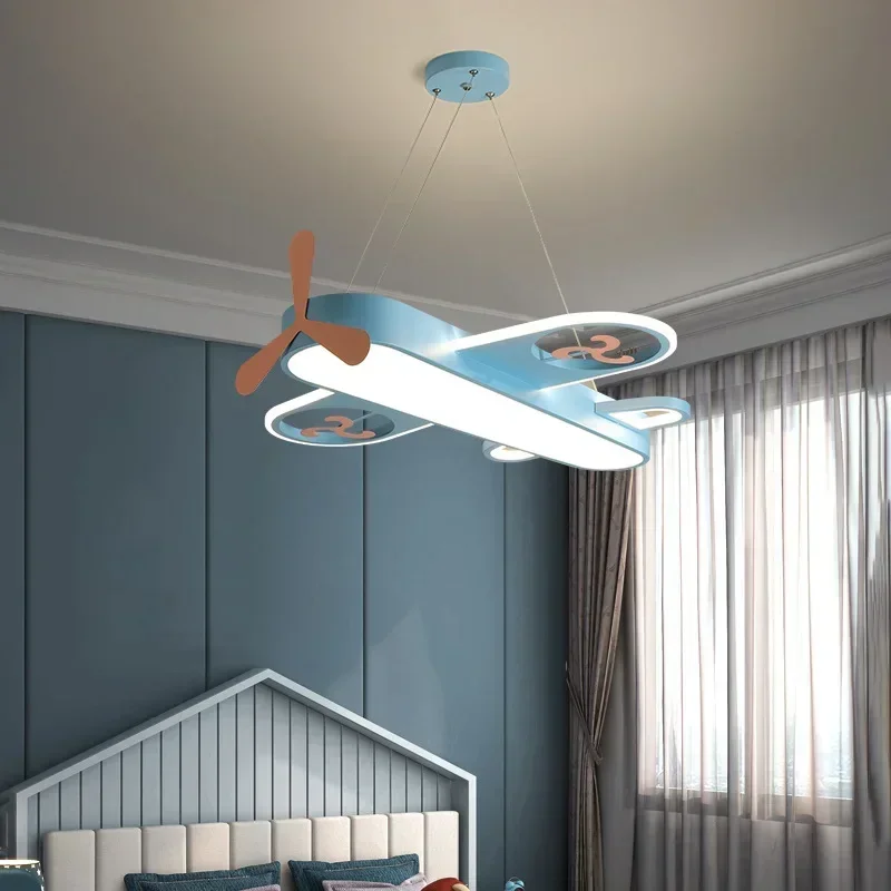 Aircraft Shape Cartoon LED Hanging Light Kids Room Ceiling Lamp for Boys Girls Bedroom Home Decor Childrens Lighting Fixture