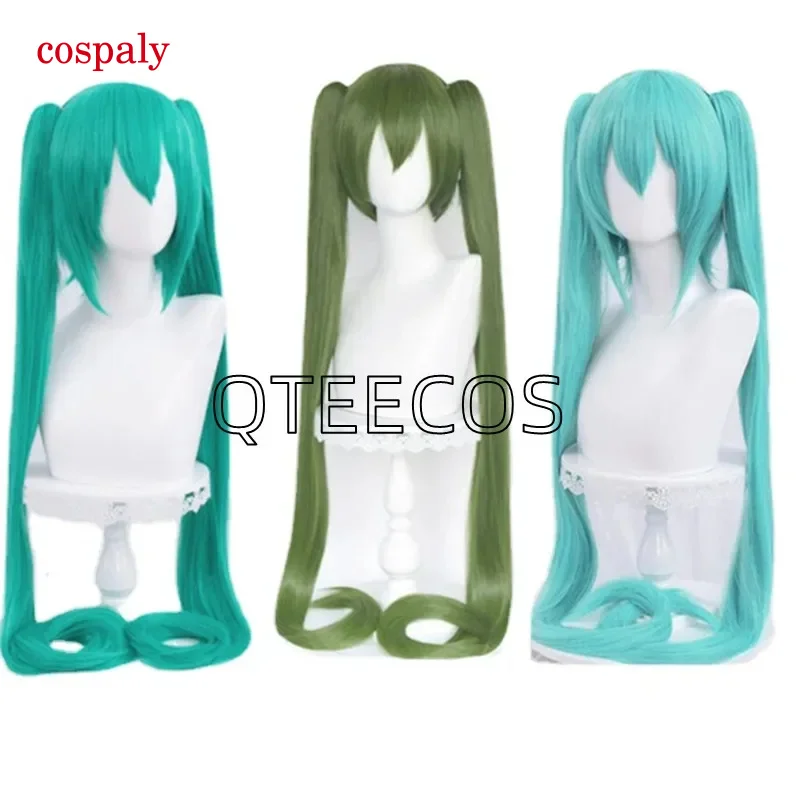 A Vocaloid Miku Cosplay Wig Anime  New Year Christmas Halloween Party Long Kimono Green Wigs