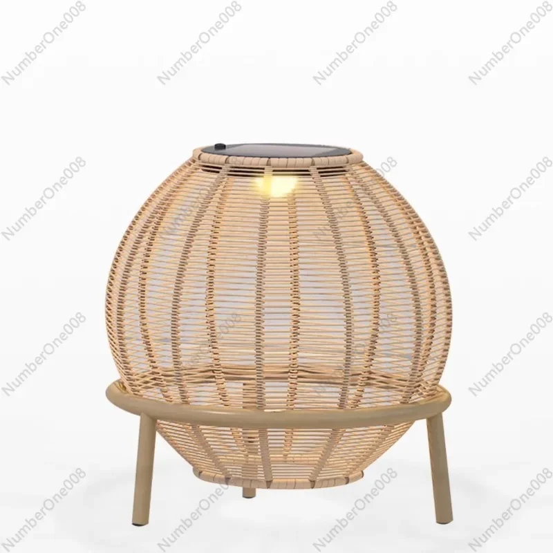 Purple Leaf  Moon Garden Solar Outdoor Woven Rattan Art Ambient Light Villa Garden Landscape Lawn Light