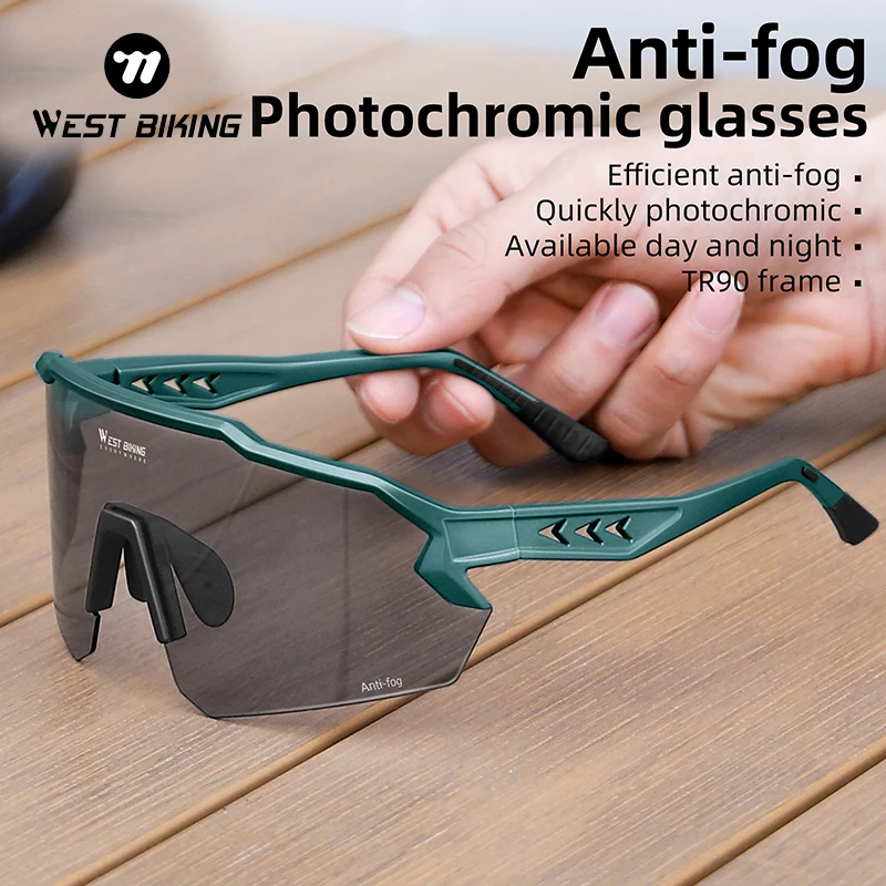 

WEST BIKING Cycling Glasses Anti-Fog Photochromic Men Glasses TR90 Frame Women Outdoor Sports Eyewear MTB Road Bicycle Goggles