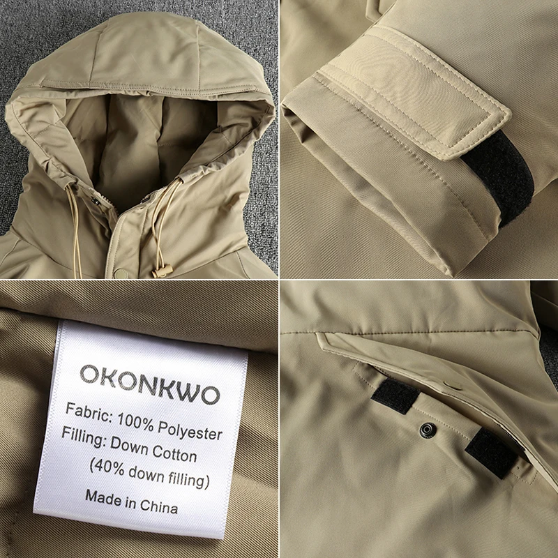 Nueva chaqueta Parka acolchada de carga con relleno de plumón de pato Retro americano de invierno con capucha Amekaji para hombre gabardina gruesa de gran tamaño a la moda