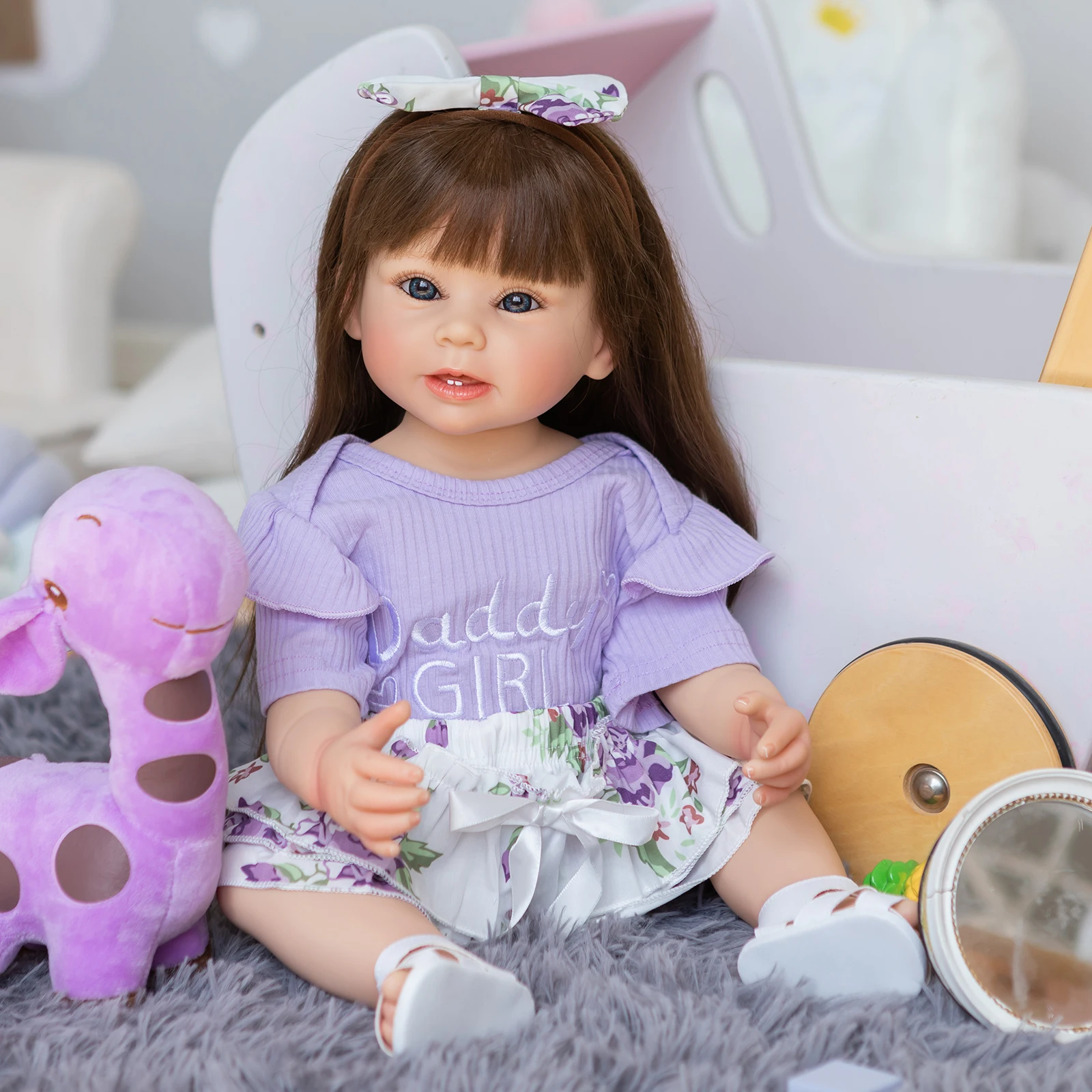 

SANDIE 55CM Bonnie Full Body Soft Silicone Real Touch Reborn Baby Toddler Girl Doll Ideal Gifts For Children Collectible Doll