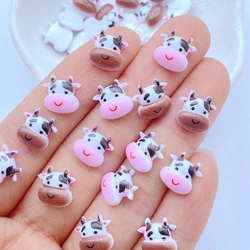 50pcs New Cute Resin 9*10mm Mini Milk Cow Head Series Flat Back Figurines DIY Wedding Scrapbook Manicure Accessories