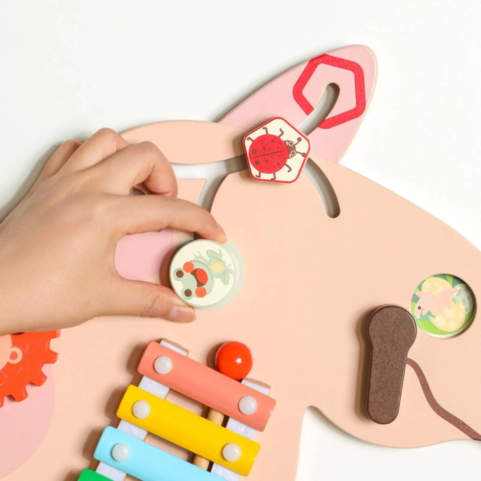 

Wall Mounted Activity Center Durable Wood Construction Wooden Tactile Wall Panel Montessori Busy Board Rounded Edges for Nursery