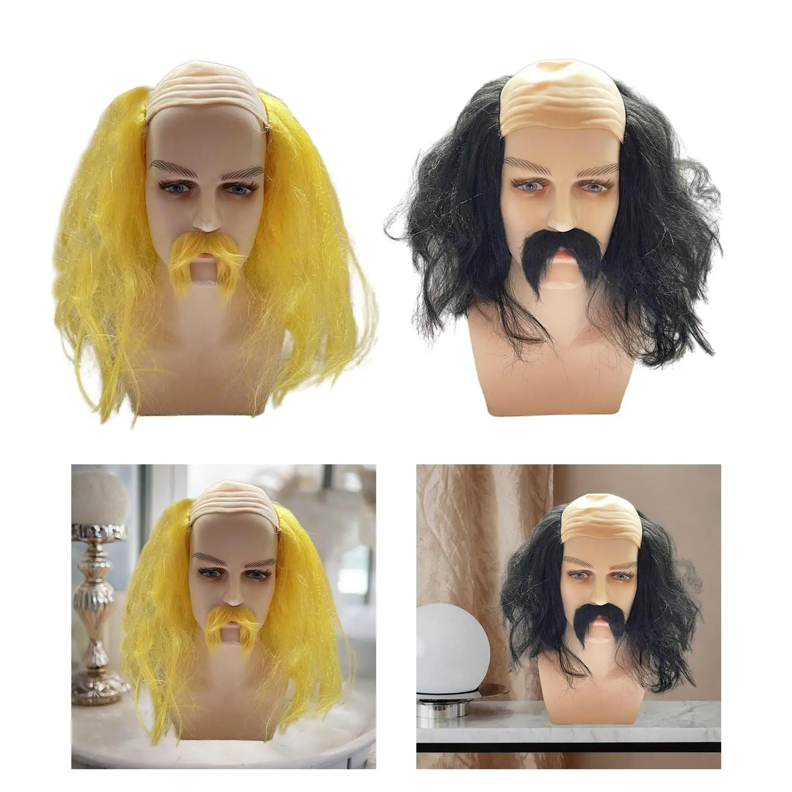 إكسسوار زي شعر مستعار وقبعة أصلع للعب الأدوار في حفلة الهالوين #1