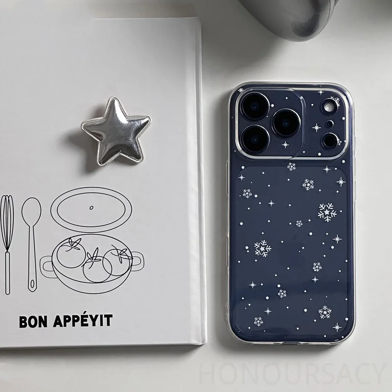 

Ins Style Original Star Snow Прозрачный мягкий чехол из ТПУ с тонкими отверстиями для Apple 17, 16, 15, 14, 13 Pro Max 16 Plus, противоударная задняя крышка