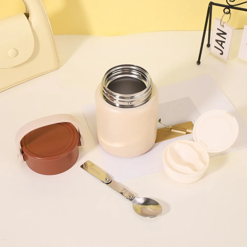 

Easy To Clean Insulated Stainless Steel Thermos Cup Portable 500ml Thermos Bottle Leak Proof with Spoon Vacuum Flask School