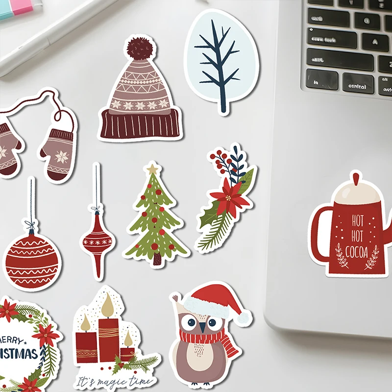 50PCS New Year Christmas Stickers Kids Festival DIY Gift Card Stationery Box Helmet Laptop Envelope Scrapbook Decoration Decals