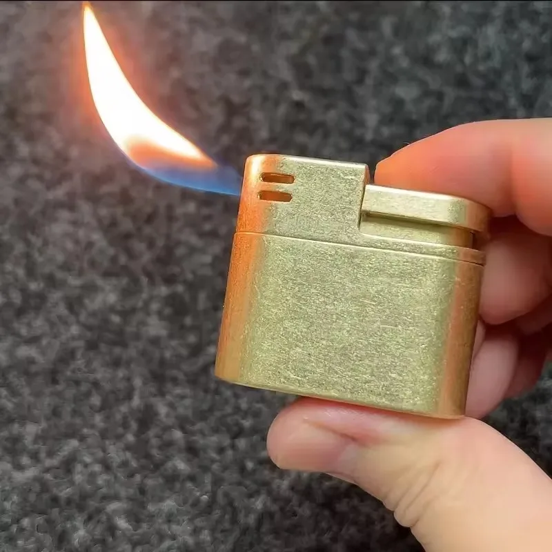 HONEST Zinc AlloySlant Fire Pipe LighterPress Ignition OpenFlame Mini CompactPortable Butane GasLighters Smoking Men'sGift