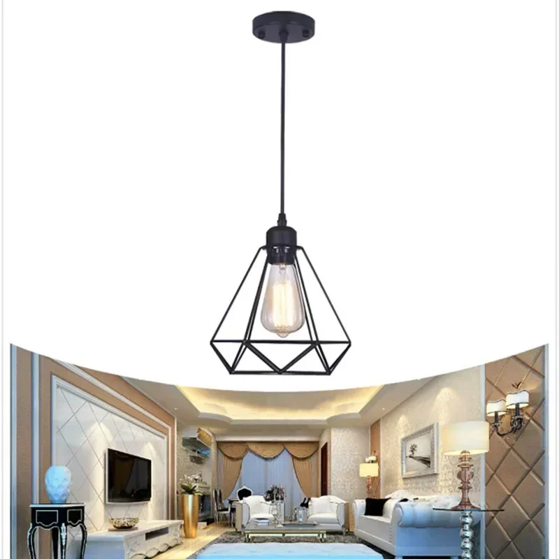 

Industrial Vintage Wall Lamp Hanging Retro Set Black Led Pendant Light Fixtures for Home Kitchen Lighting Bar Metal Iron E27