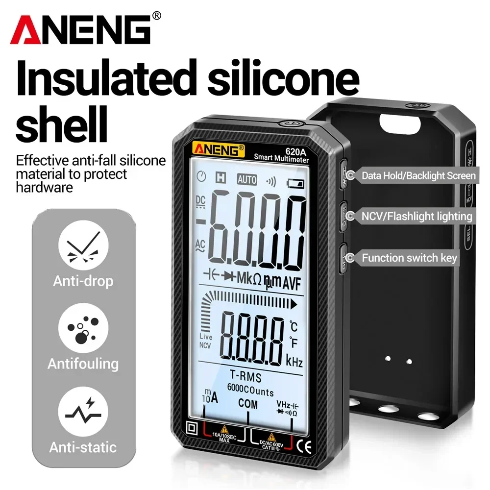 Aneng 620aプロスマートマルチメーターAC/DC電圧メーターマルチテスター電気容量メーター温度オーム電流テスターツール