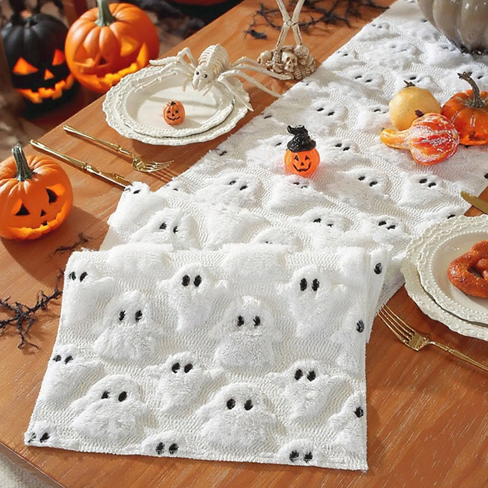 Halloween Ghost Decoration Tablecloth  Halloween Party Decorations Scary Quirky Atmosphere Trick Party Supplies