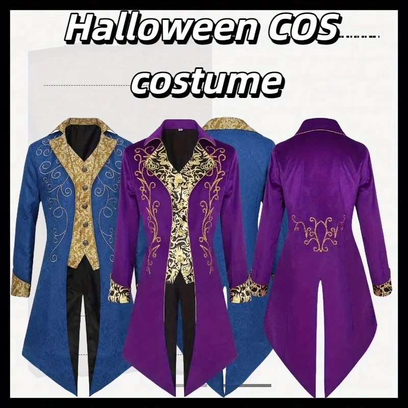 

New Medieval Men's Ball Tailcoat Standing Collar Long Sleeved Dress Jacket Leading The Retro Fashion Trend in Spring and Autumn