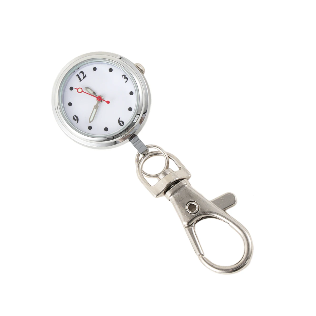 

Couples Watch Keyring Pocket Nurse Table Large Number Keychain Quartz Round Easy to read Durable Big Round Design Luminous