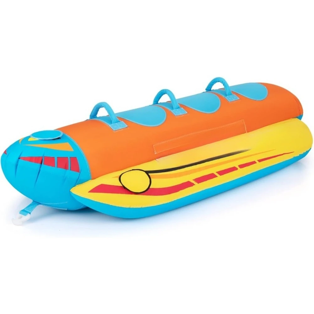

Inflatable Towable Tubes for Boating,1-2/1-3 Rider Hot Dog Tube for Boat to Pull, Water Sports Banana Boat with EVA-Padded Seats