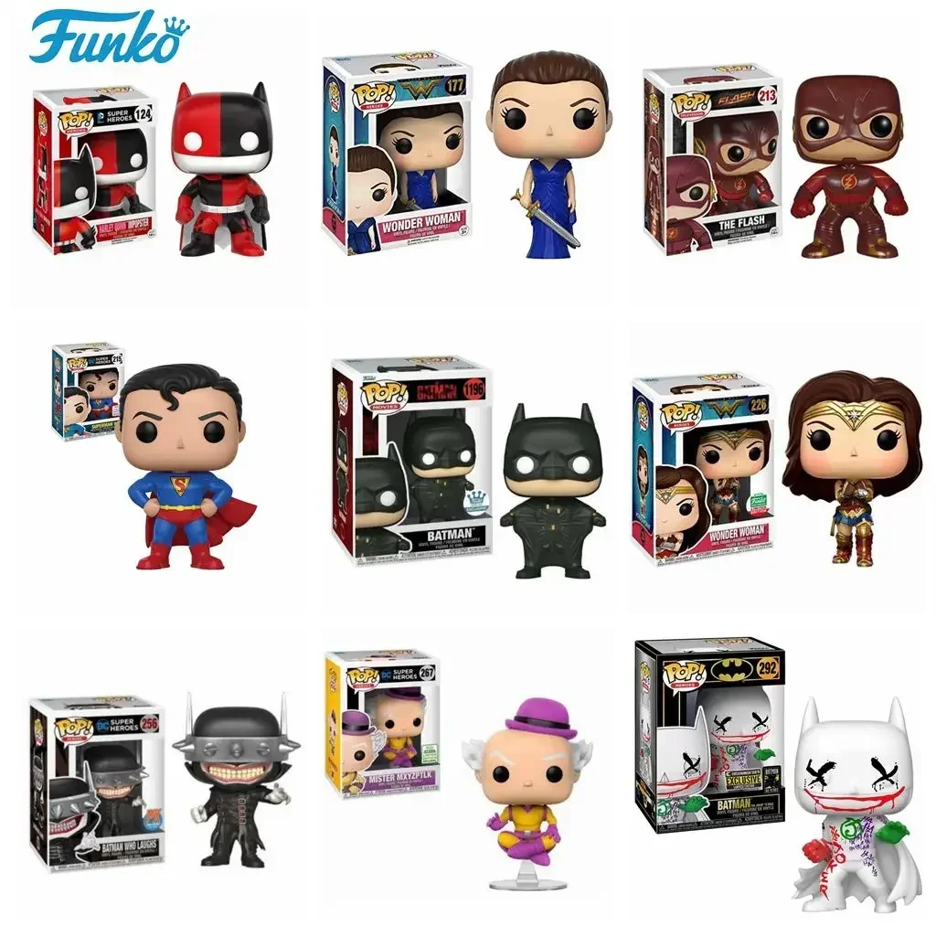 FUNKO POP DC Лига Справедливости Wonder Woman 226 #   Супермен 205 #   Бэтмен 292 #   Аквамен Флэш-модель Виниловая фигурка Коллекция игрушек