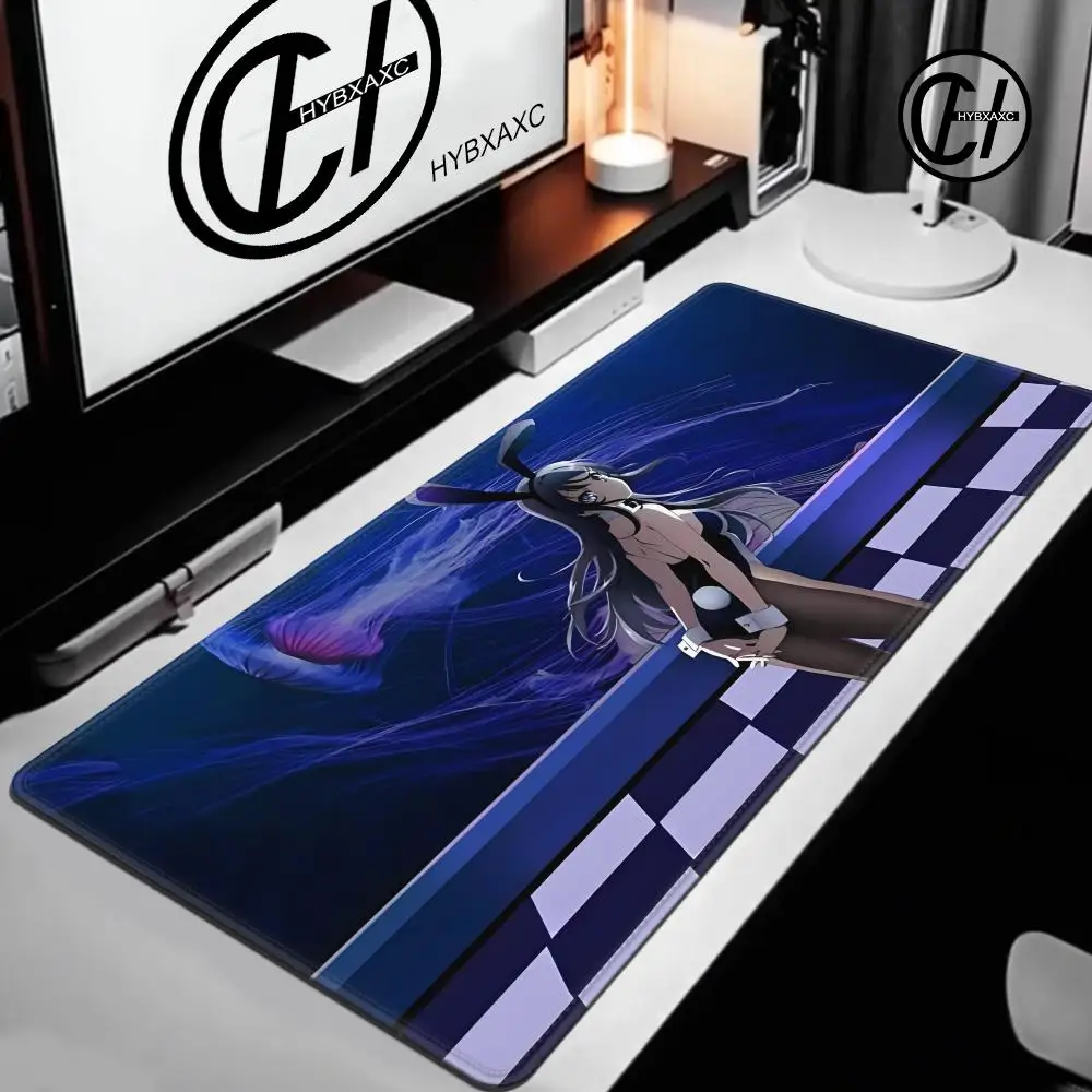 Kelinci gadis Sakurajima Mai alas Mouse meja bantalan Mouse lucu HD bantalan meja diperpanjang alas Keyboard game besar XXL bantalan Mouse 90x40