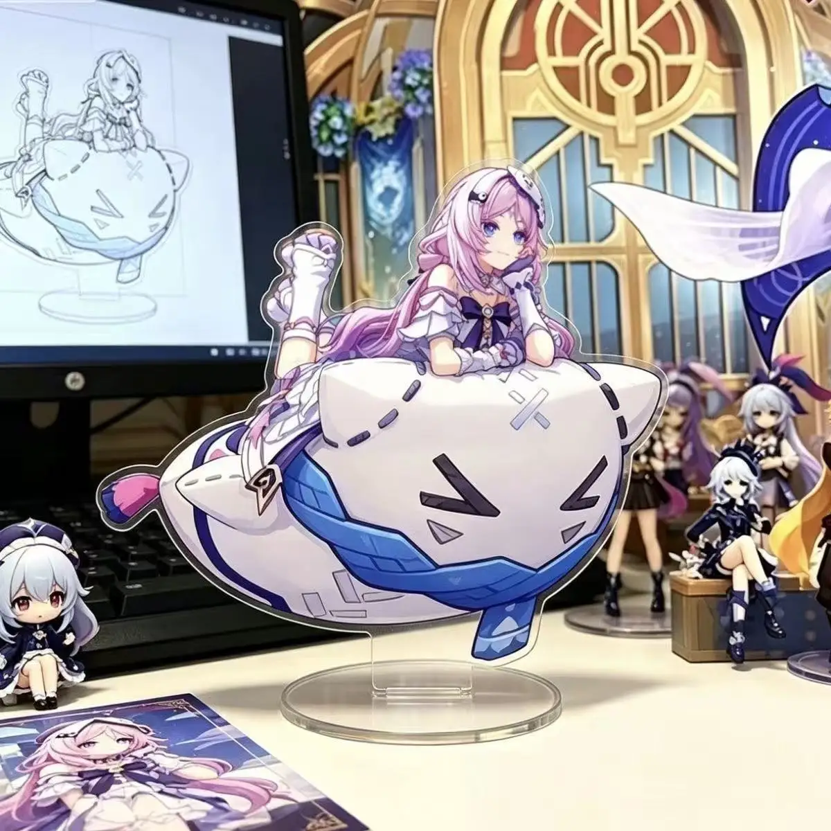Genshin Impact  Version Moon Eight Preview Merch Candace Grandma New Outfit  Acrylic Stand Collectible Desktop Ornament Gift