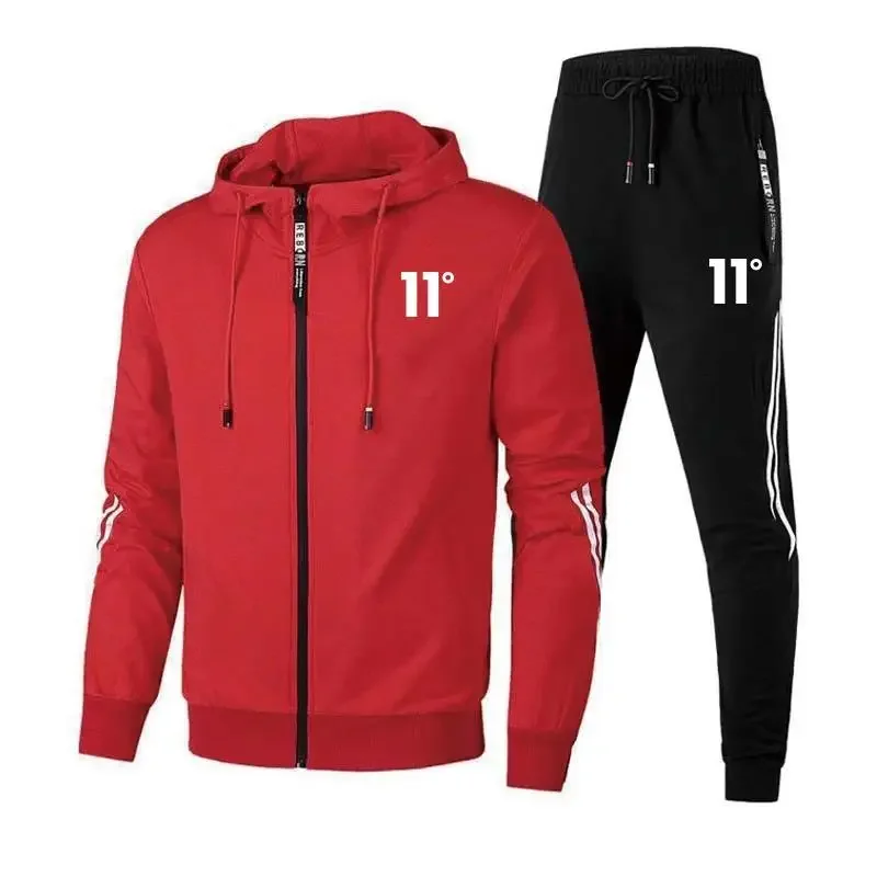 Hot Sales Mens Tracksuit Print Zipper Hooded Sweatshirts Set High Quality Trend Casual Simplicity Sports Jogging Suit Clothing