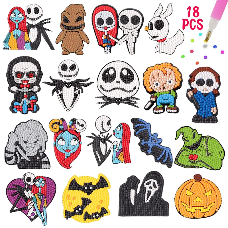 

5D Child Freely Stick Halloween Series Diamond Painting Sticking Drills Embroider DIY Schoolbag Handiwork Material Packs