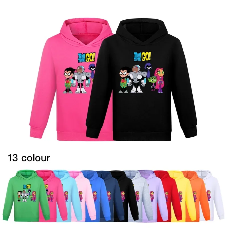 Sudadera con capucha de Teen Titans Go para niños, ropa Unisex para niños, sudaderas con capucha, abrigos de moda para niñas, jersey, suéteres para niños 2024