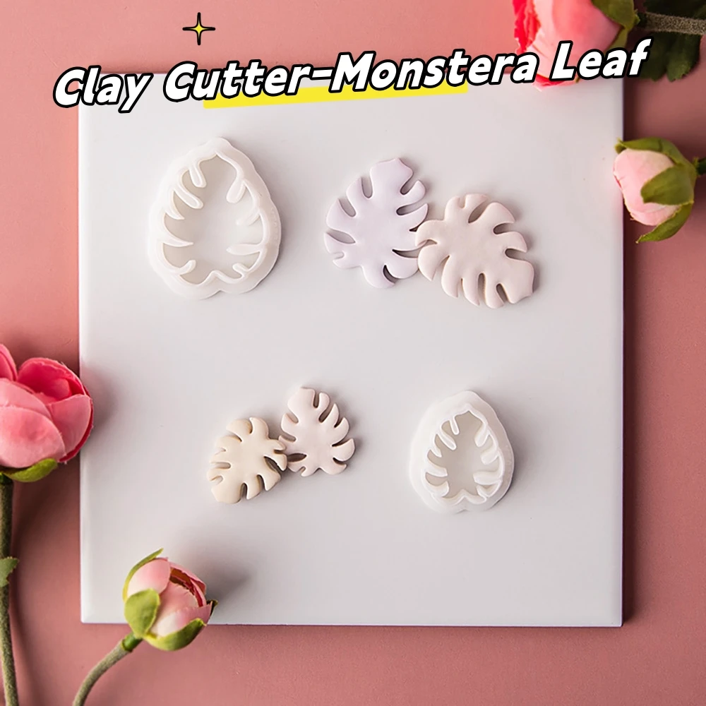 Monstera Leaf Shaped Soft Ceramic Earrings Clay Molds Plant Leaves Soft Pottery Clay Cutters For DIY Jewelry Decoration Tools