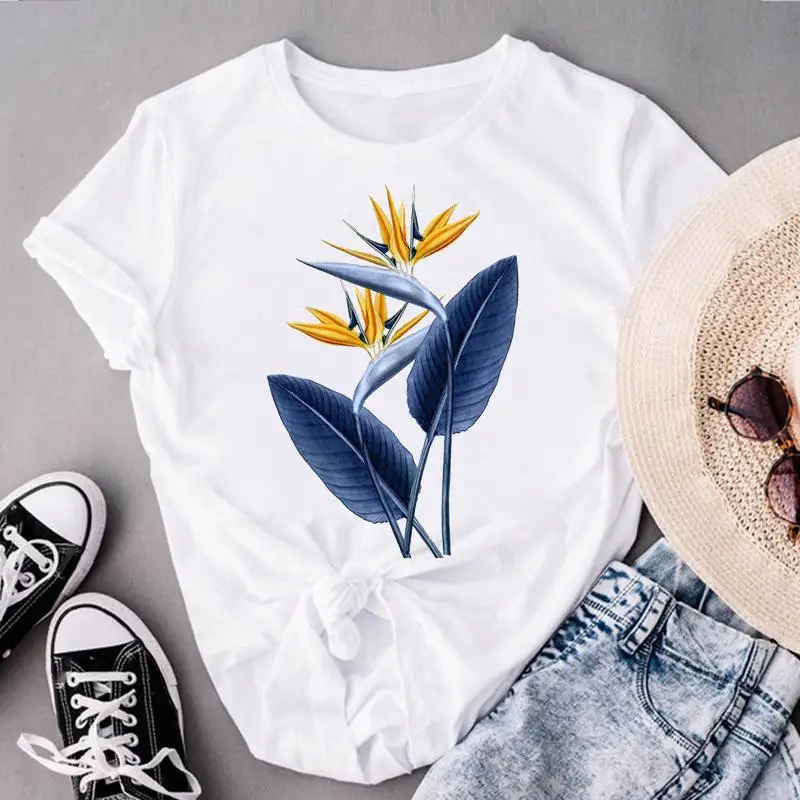 Women Flower 90s Lovely Cute Clothes Print Tops Fashion Lady Short Sleeve Tees Female Regular Summer Tshirt Graphic T-Shirt