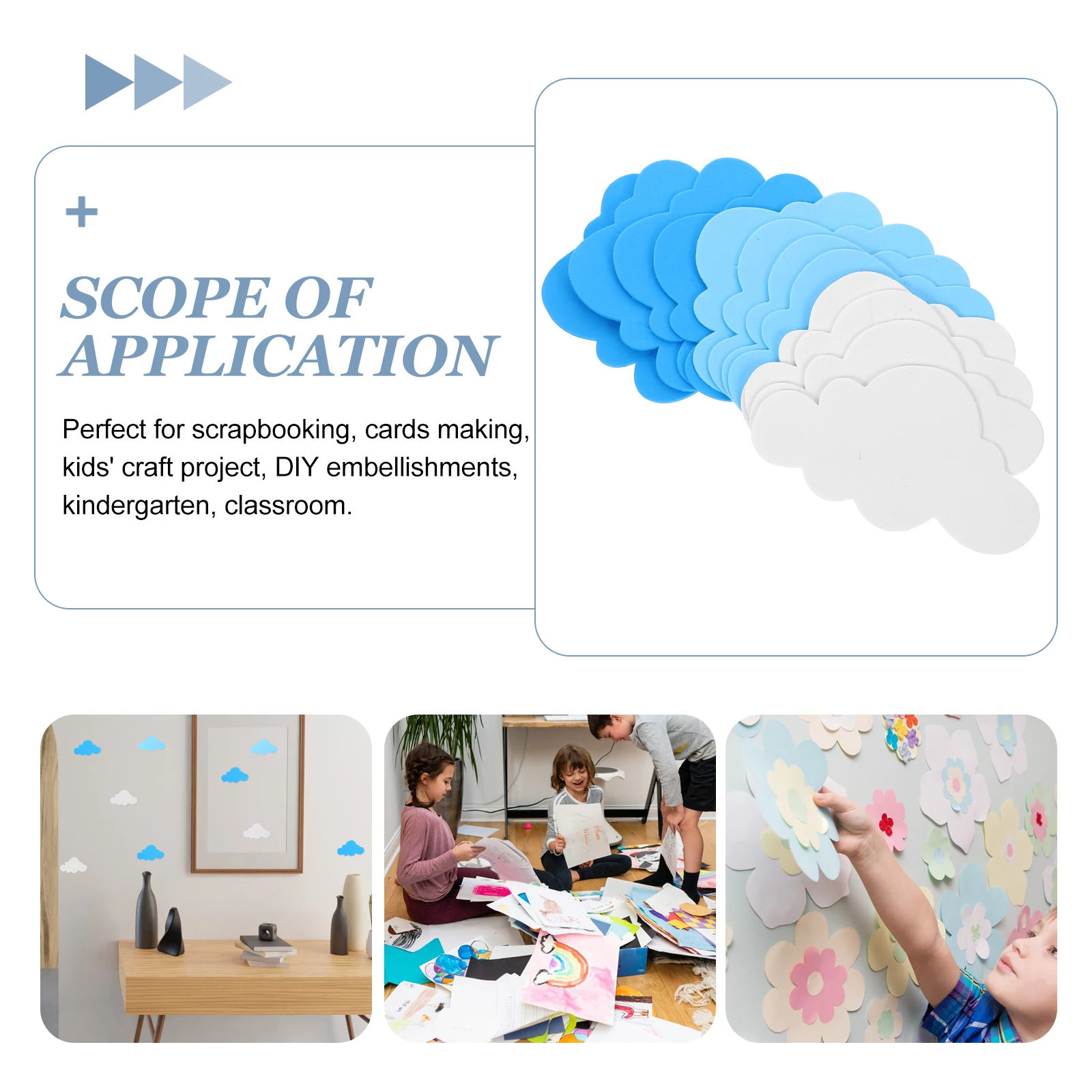 

24Pcs Eva Foam Clouds Wall Sticker DIY Crafts Decoration for Kindergarten Classroom Scrapbooking Cards Making Kids Projects