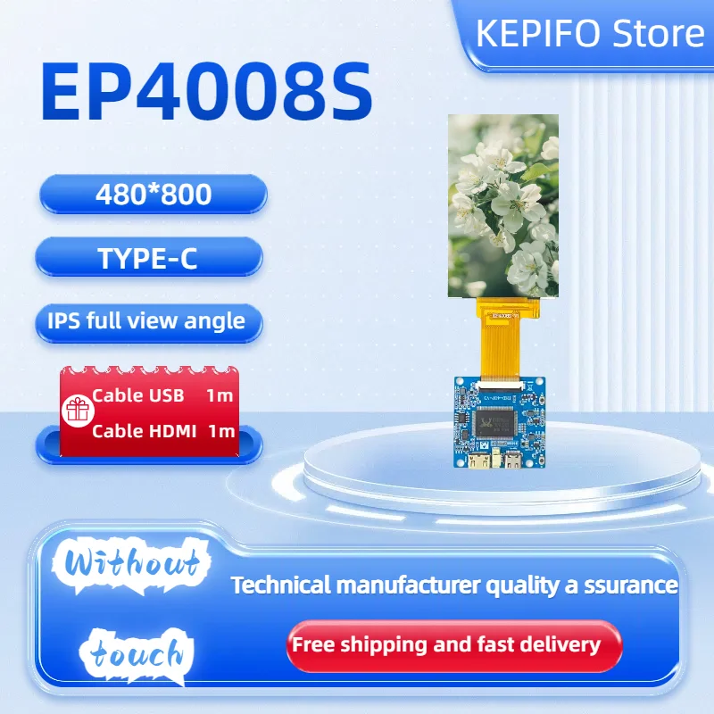 

HDMI display screen 4-inch with HDMI board IPS module RGB interface 40PIN universal without touch TYPE-C power mini HDMI direct