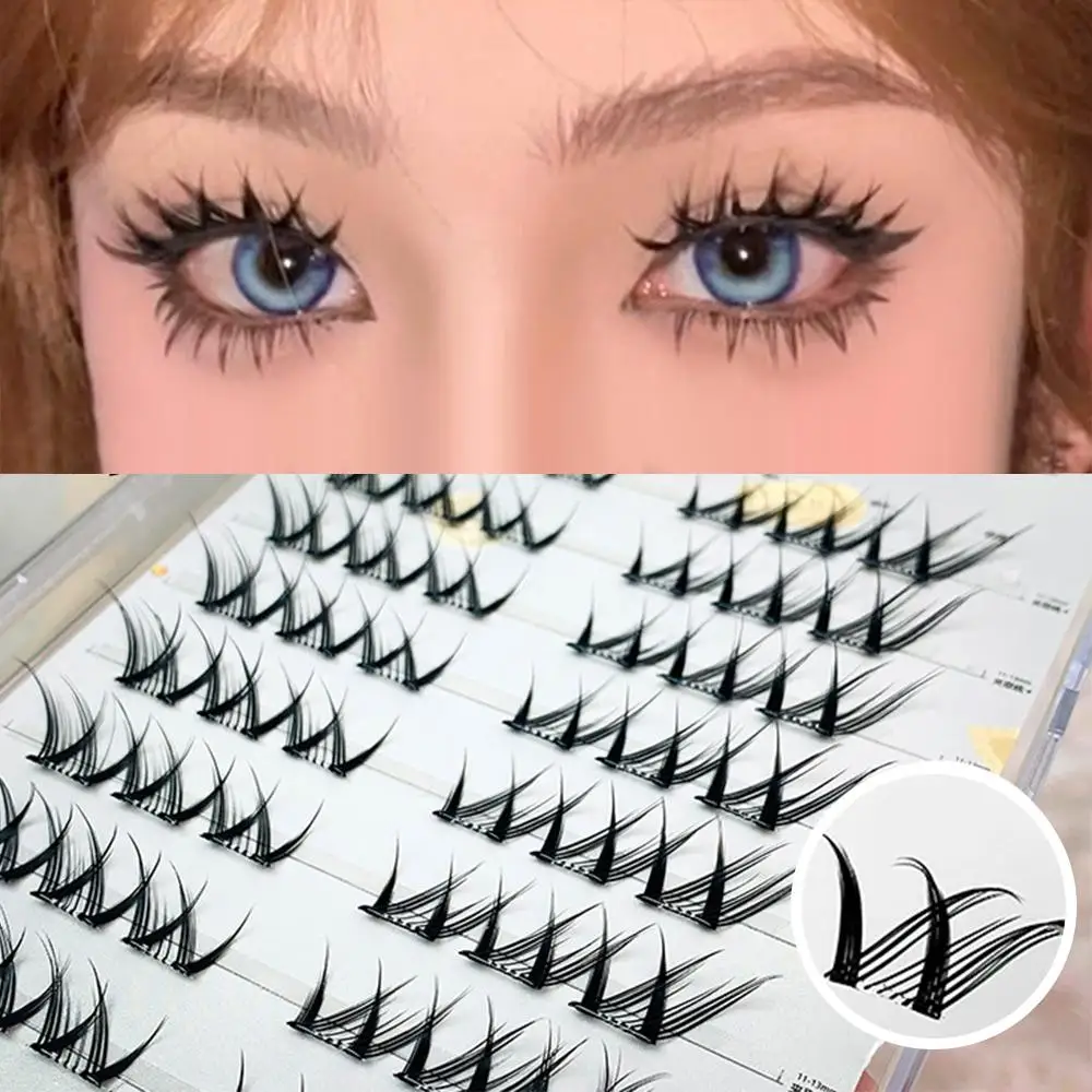 Wispy لا حاجة للغراء مجموعات الرموش الجنية عين الثعلب مظهر طبيعي مانغا رموش فردية قابلة لإعادة الاستخدام رموش أنيمي شائكة