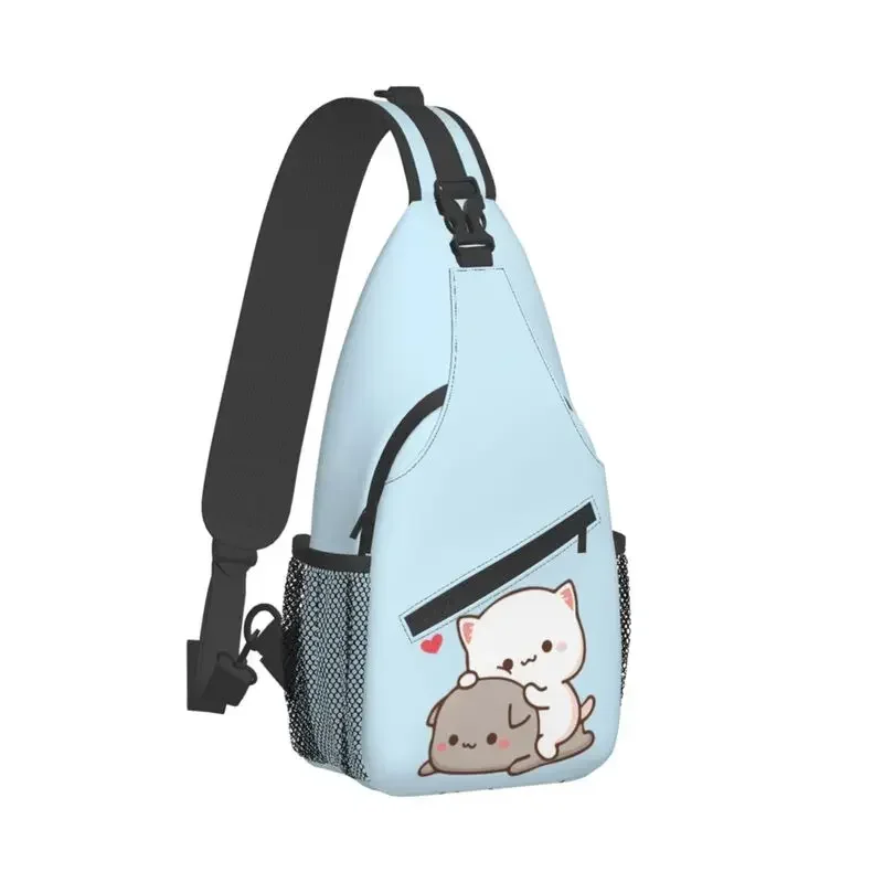 Mochi Cat Peach And Goma Sling Crossbody Chest Bag Men Fashion Shoulder Backpack for Travel Cycling