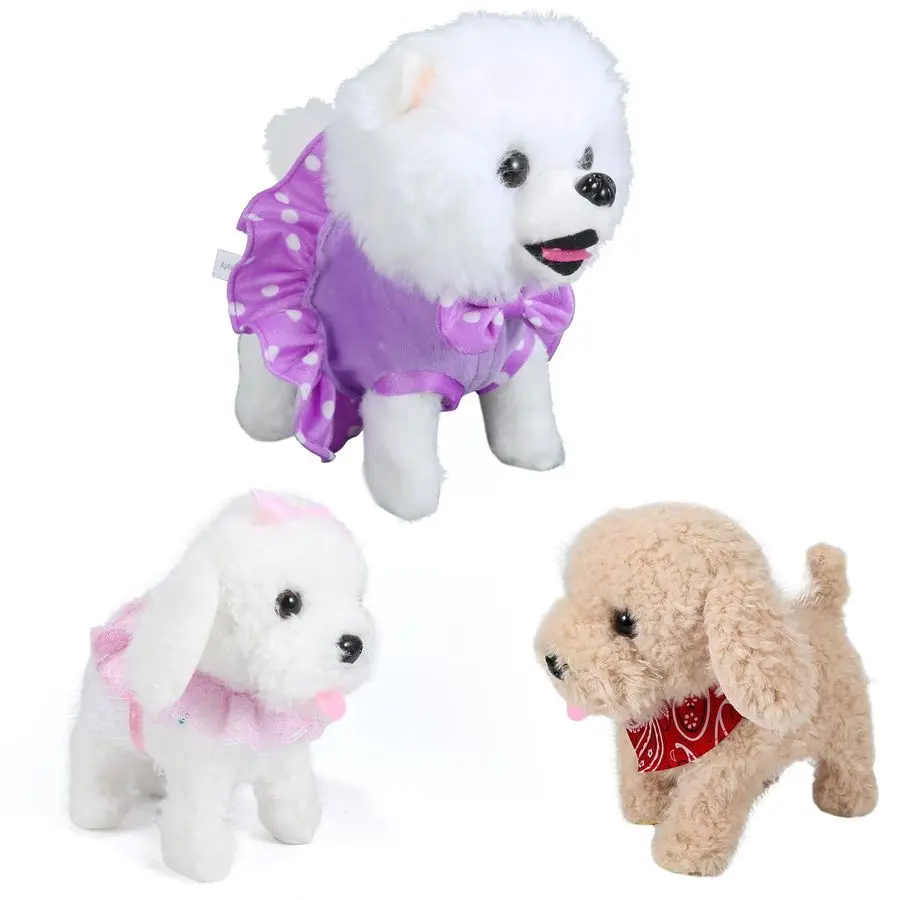Perro de juguete de peluche para caminar, perro robot electrónico con Control remoto, cola vibratoria realista, juego de aseo rico, juguete de regalo para niñas a