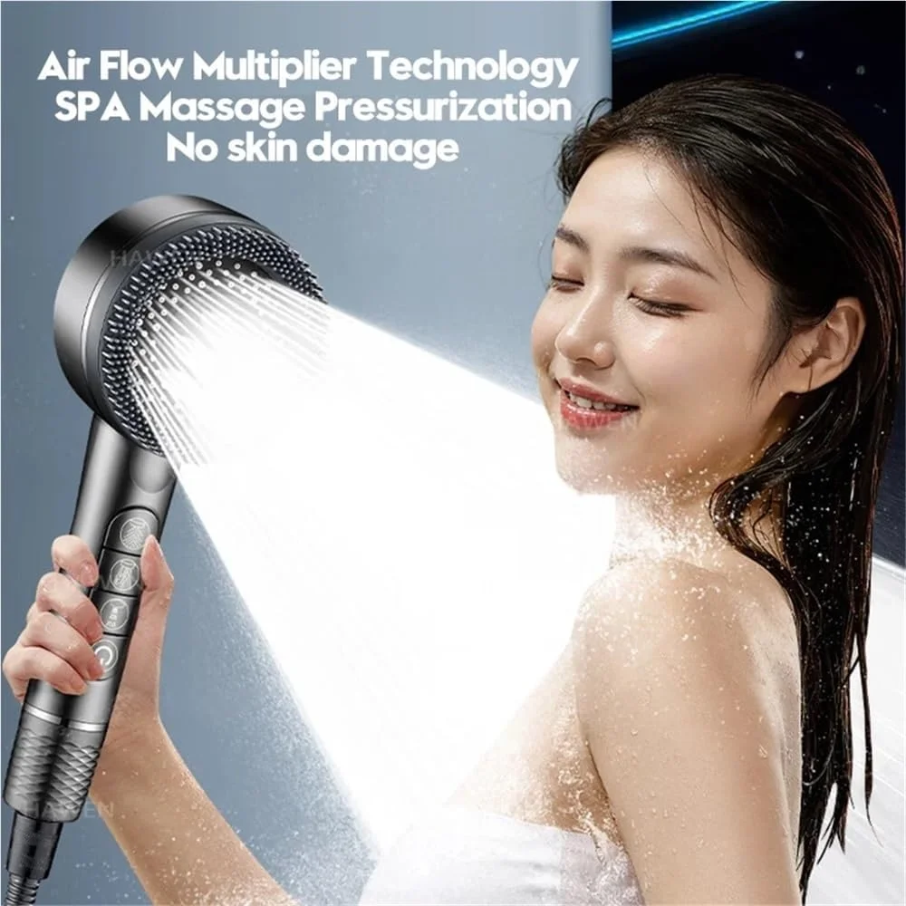 High-pressure Handheld Shower Head With Powerful Filtration, 5-mode High-flow Shower Head And Hose Set