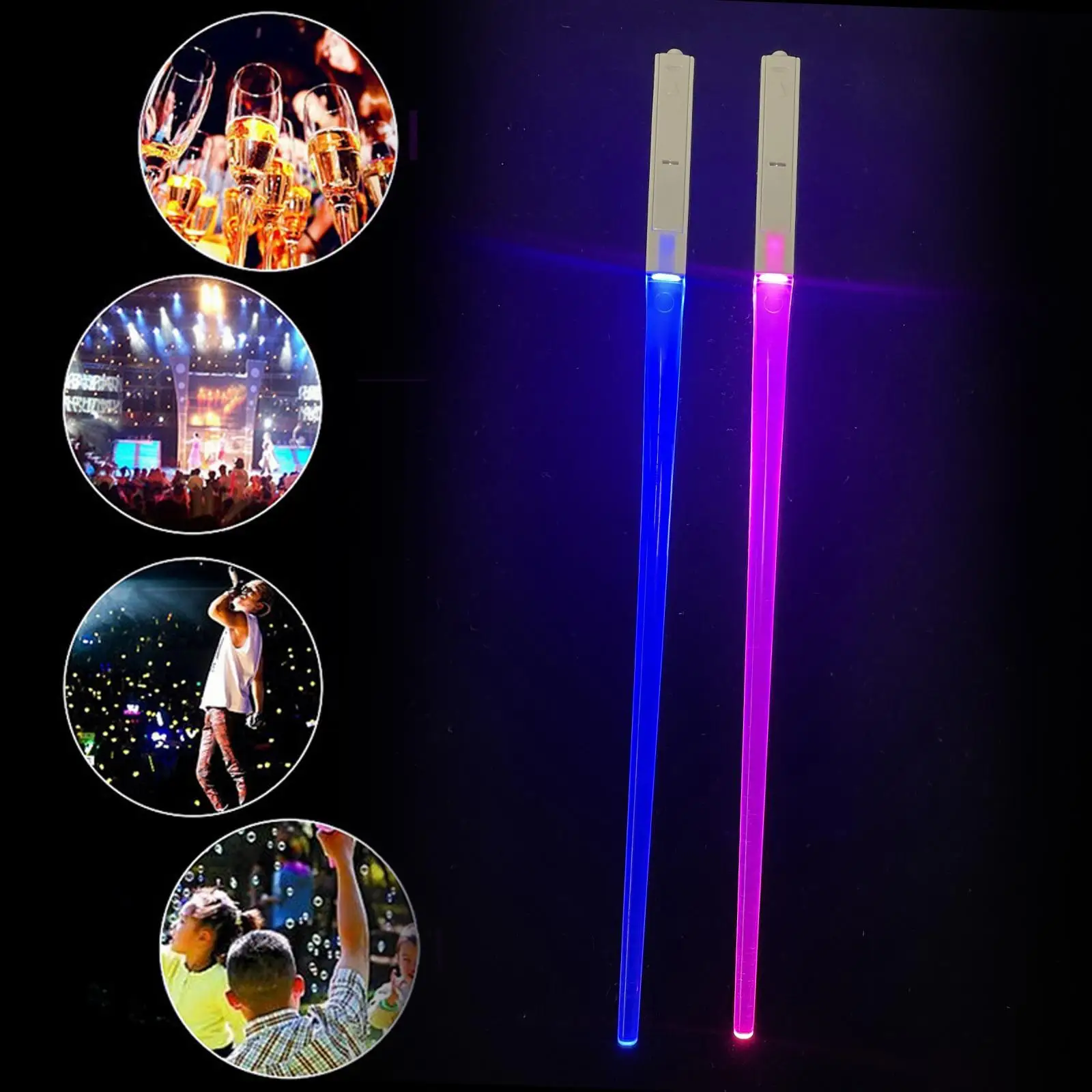 LED Lightsaber Chopstick 9 Color Mode Safe Glowing in Dark Chop Sticks Durable Creative for Theme Party Dinning Kitchen Gift