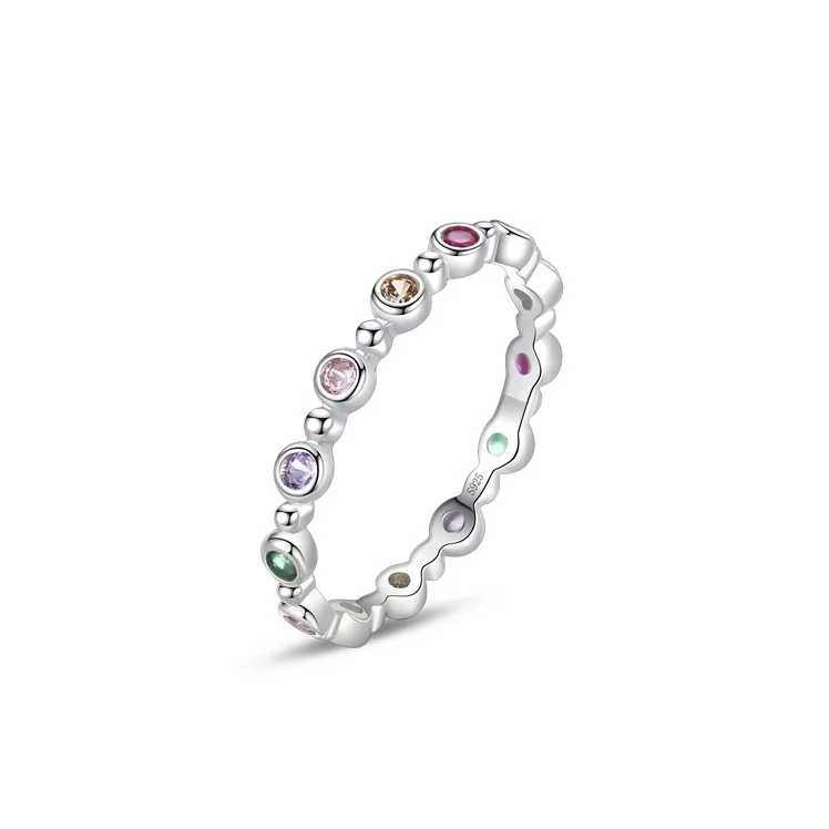 

Exquisite Diamond S925 Sterling Silver Rainbow Zircon Index Finger Ring