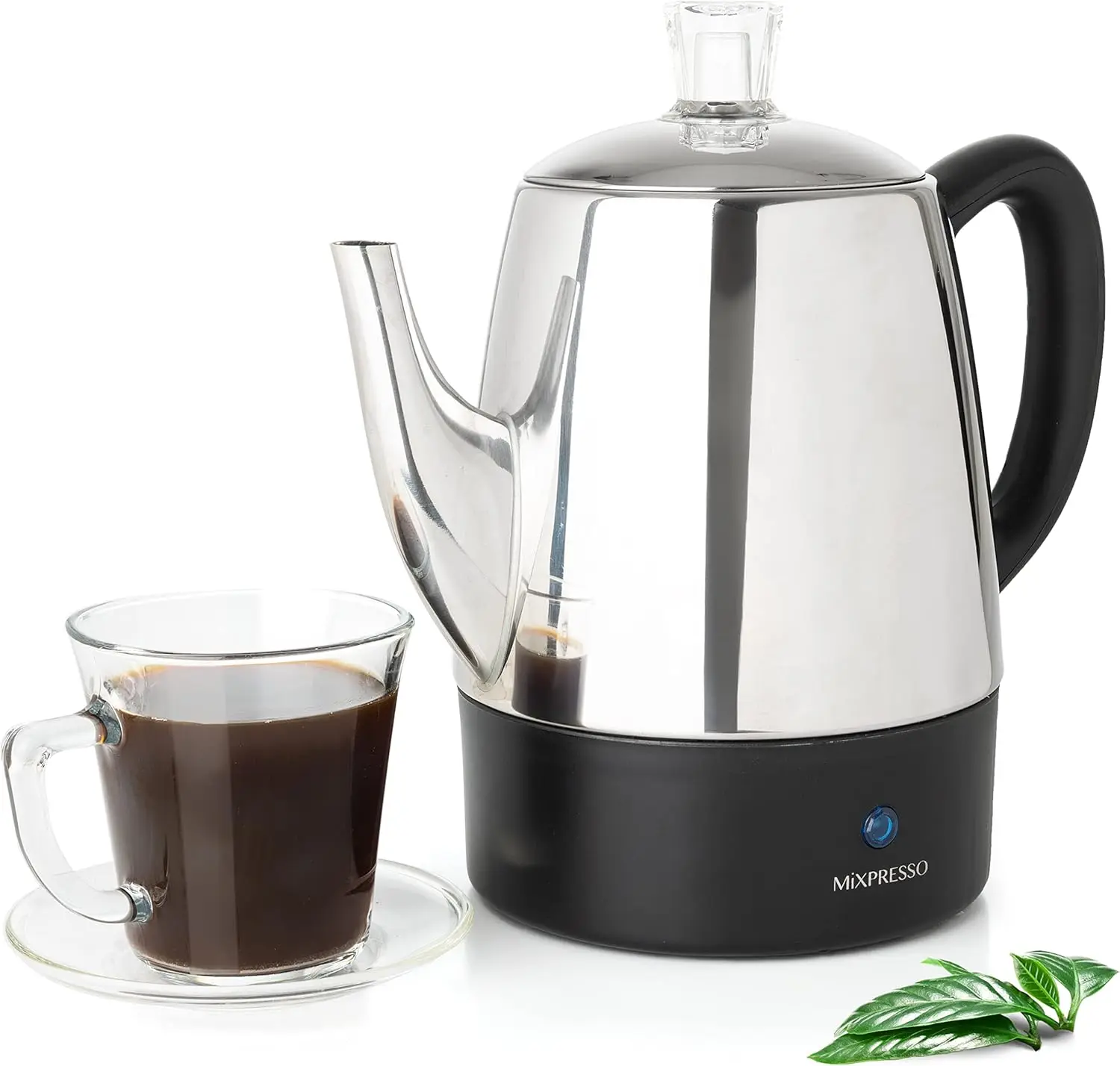 

Electric 4-Cup Stainless Steel Coffee Percolator with Keep-Warm Function