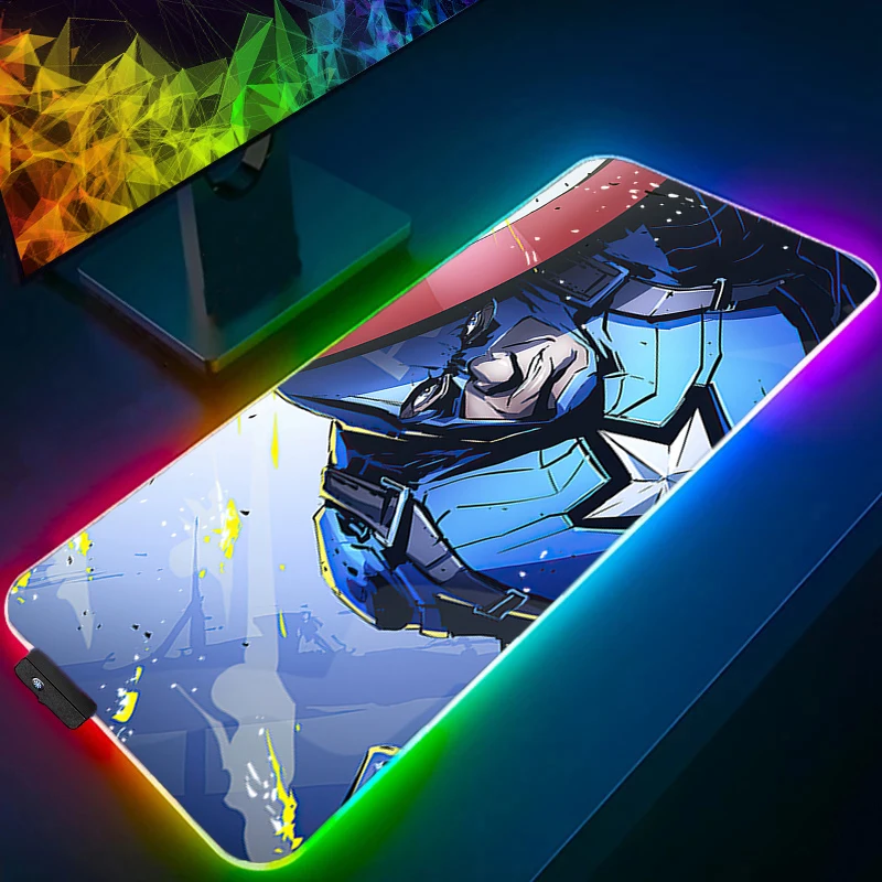 Alfombrilla de ratón RGB Capitán América retroiluminación Gamer bloqueo borde teclado LED alfombrilla de ratón de escritorio alfombra de goma Tapis Souris alfombrilla de ratón para juegos
