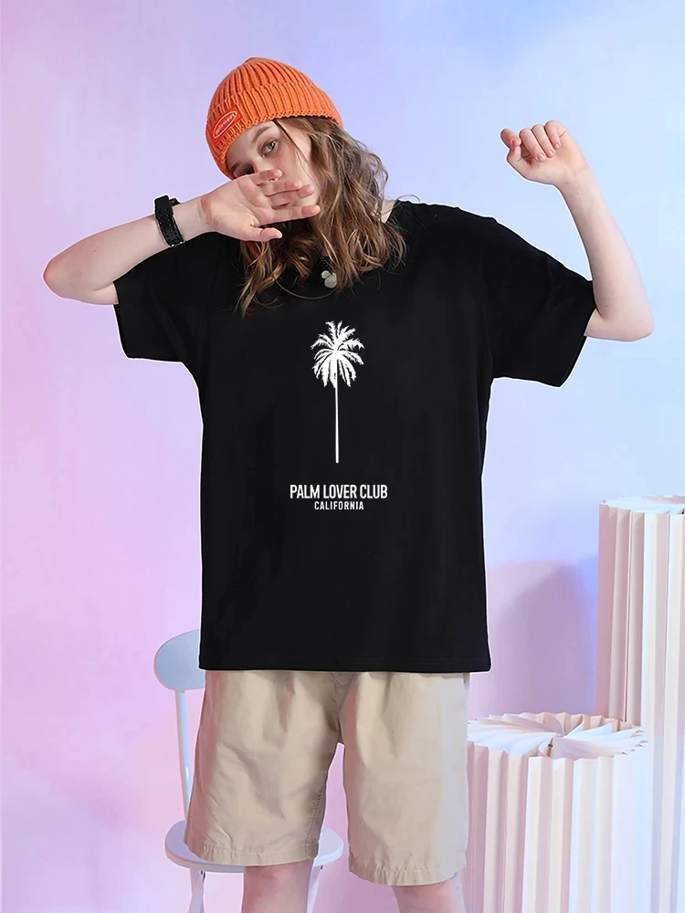 Fun coconut tree Harajuku style graphic Street retro fashion Street wear trend comfortable summer men women universal T-shirt