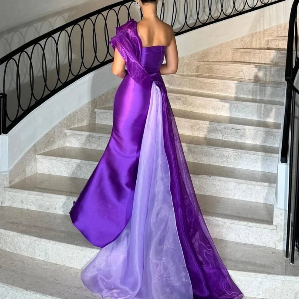 Customized Dress Elegant Vintage Sweet Purple Flowers Mermaid Beads Ribbon Customize Formal Occasion Prom Dress Evening Party Go