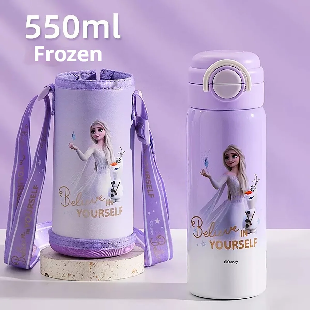 1pc 550ml Disney Dual Drink Thermos Stainless Steel Capacity Leak-Proof cup Stylish and Trendy Water Bottle Christmas gift