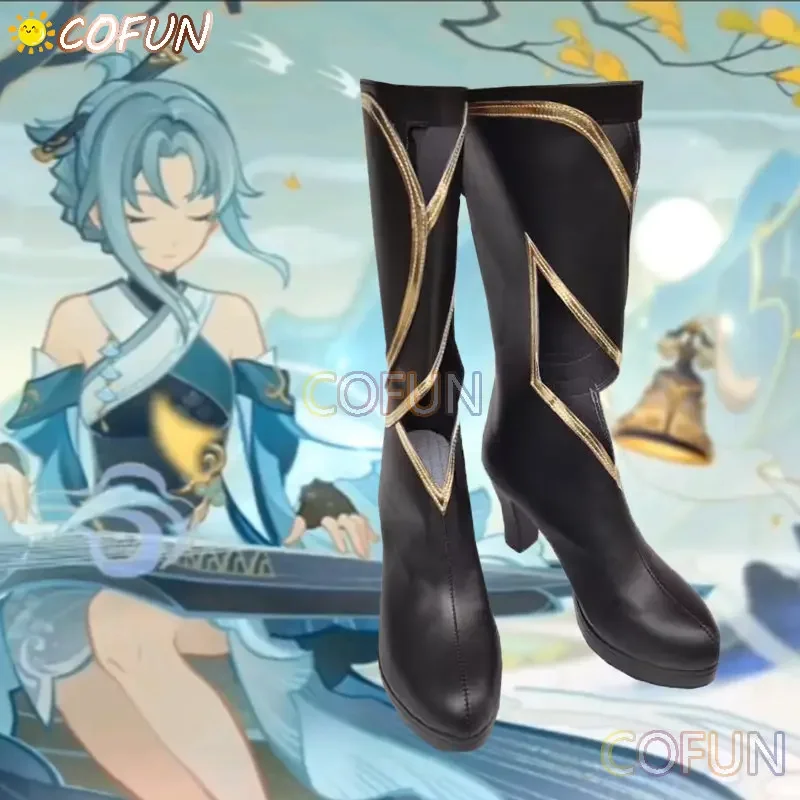 Cofun genshin impacto madame ping/guizhong botas cosplay genshin impacto madame ping sapatos tubo longo sapatos femininos jogo anime