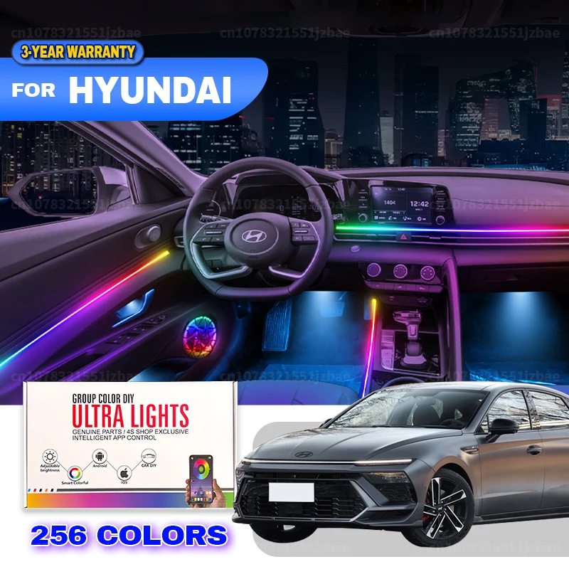 

For Hyundai Sonata Tucson Azera Elantra Veloste I20 I10 256 Colors RGB Symphony Car LED Interior Ambient Light Auto Accessories