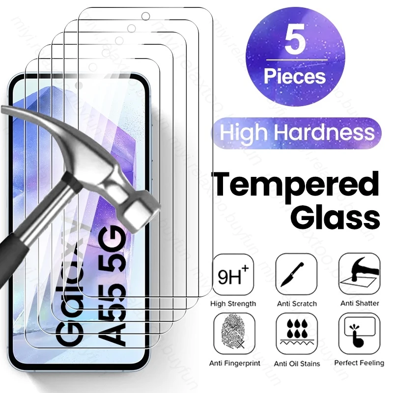 5PCS 9H Glass For Samsung Galaxy A55 5G 2024 SM-A556B 6.6